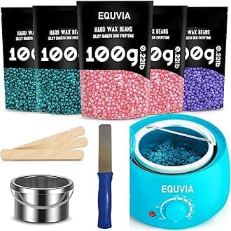 Wax Heater Machine Hard Wax Warmer, Wax Heater with Hair Removal Wax Beans(100 Grams) and Wooden Chips for Hard, and Wax Knife Paraffin Waxing Kit for Women And Girl - Color May Vary, 1 Set