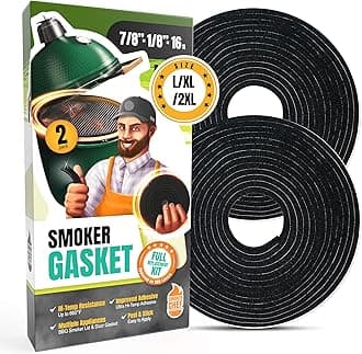 Gasket Fit for Big Green Egg Large/XL/XXL - 2-Pack x 8 FT Smoker Gasket Seal Replacement - BGE Gasket 7/8" x 1/8" Felt - Compatible with Big Green Egg - Accessories & Parts for Grill by Smoker Chef
