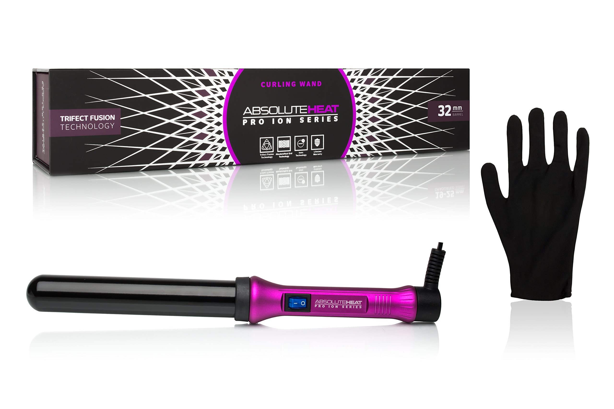 Pro Ion Clipless Curling Wand, 32mm, Purple