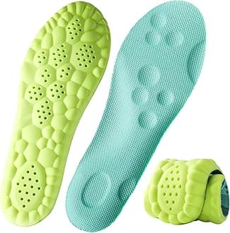 4D Cloud Insoles for Men and Women, Arch Support Insoles, Memory Foam Insoles, Shock Absorption and Cushioning Sports Shoe Insoles (Green, M (Men's 6.5-8 / Women's7.5-9)