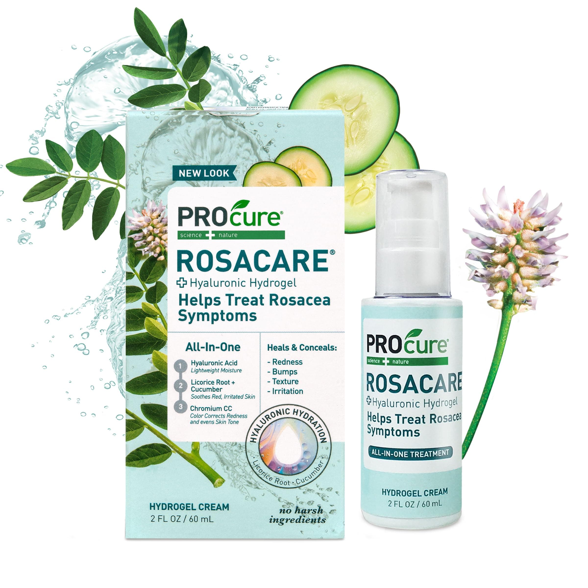 PROcure Rosacare CC Hydrogel 2 fl oz – Color-Correcting Redness Relief Gel with Hyaluronic Acid, Cucumber & Licorice Root for Sensitive Skin