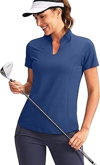 Obla Women's Golf Polo Shirt V-Neck Short Sleeve Collarless Quick Dry Tennis Running T Shirt Golf Tops for Women
