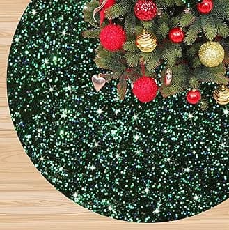 Green Christmas Tree Skirt 21 Inch Sequin Velvet Tree Skirts Dark Green Christmas Tree Skirt Sparkly Christmas Tree Rug Skirt Christmas Tree Floor Mat for Xmas Thanksgiving Tree Decoration