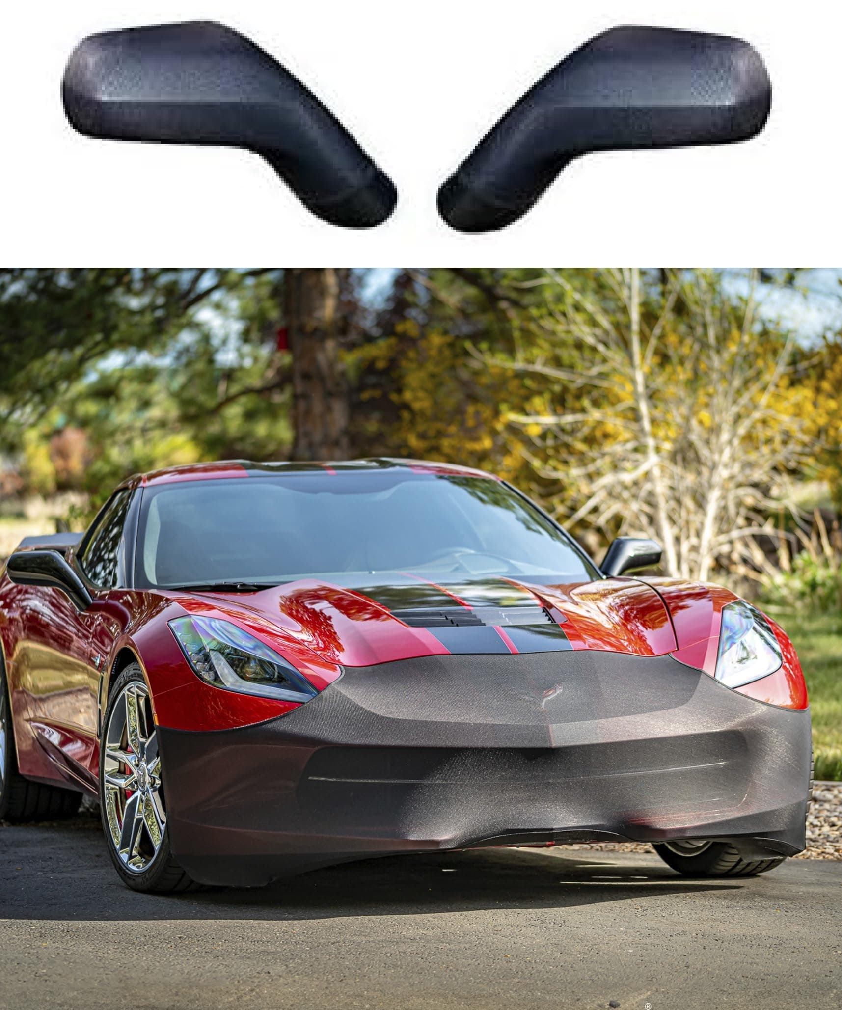 C7 Corvette Stingray NoviStretch Front + Mirror Bra High Tech Stretch Mask Combo Fits: All C7 2014 Through 2019 Corvettes Including Z51, ZO6 and Grand Sport