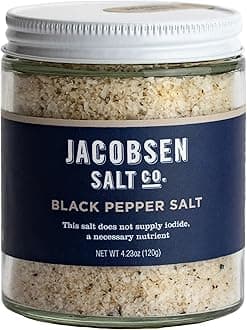 Black Pepper Salt – Kosher Sea Salt, Non-Iodized Made in USA, Non-GMO, Steak Seasoning, Real Salt and Peppercorn Spices – 4.23oz