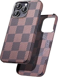 GESIHOPY Aramid Fiber Case for iPhone 16 Pro Max, Compatible with Magnet, Slim & Light, Case-Less Touch Feeling, Checkerboard