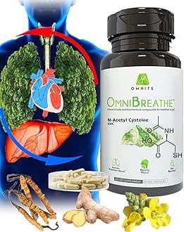 Asthma Relief Bronchial Health - Lung Detox for Smokers with Mullein Leaf Extract, Nettle Root - 30 Days Respiratory Health Supplement-Naturally Reduce Cough & Clear Mucus/Phlegm for Smokers,60 Caps