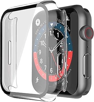 Misxi 2 Pack Hard PC Case with Tempered Glass Screen Protector Compatible with Apple Watch Series 7 45mm, Ultra-Thin Scratch Resistant Overall Protective Cover for iWatch S7, Transparent