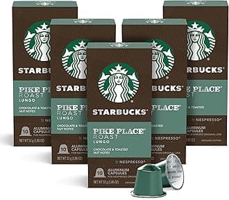 Starbucks By Nespresso, Pods (50-Count Single Serve Capsules, Compatible With Nespresso Original Line System) (Pike Place), Box - 0.92 Pounds