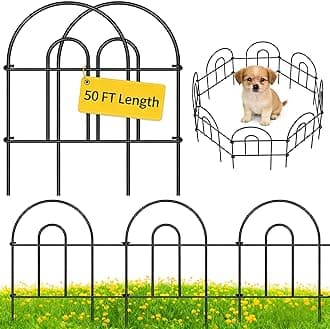 AMAGABELI 35 Panels 18in(H)×50ft(L) Decorative Garden Fence No Dig Rustproof Metal Pre-Linking Fence Panels Garden Edging Border Animal Barrier Fencing for Flower Beds Yard Patio Outdoor Decor Black