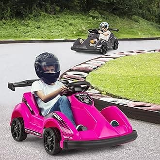 Costzon 6V Racer Go Kart with 2.4G Remote Control, Electric Kids Ride-on Toy with Safety Belt, Music, USB Port, Forward/Backward, 2MPH Max Speed, Battery Powered Go Kart for Kids 37-96 Months (Pink)