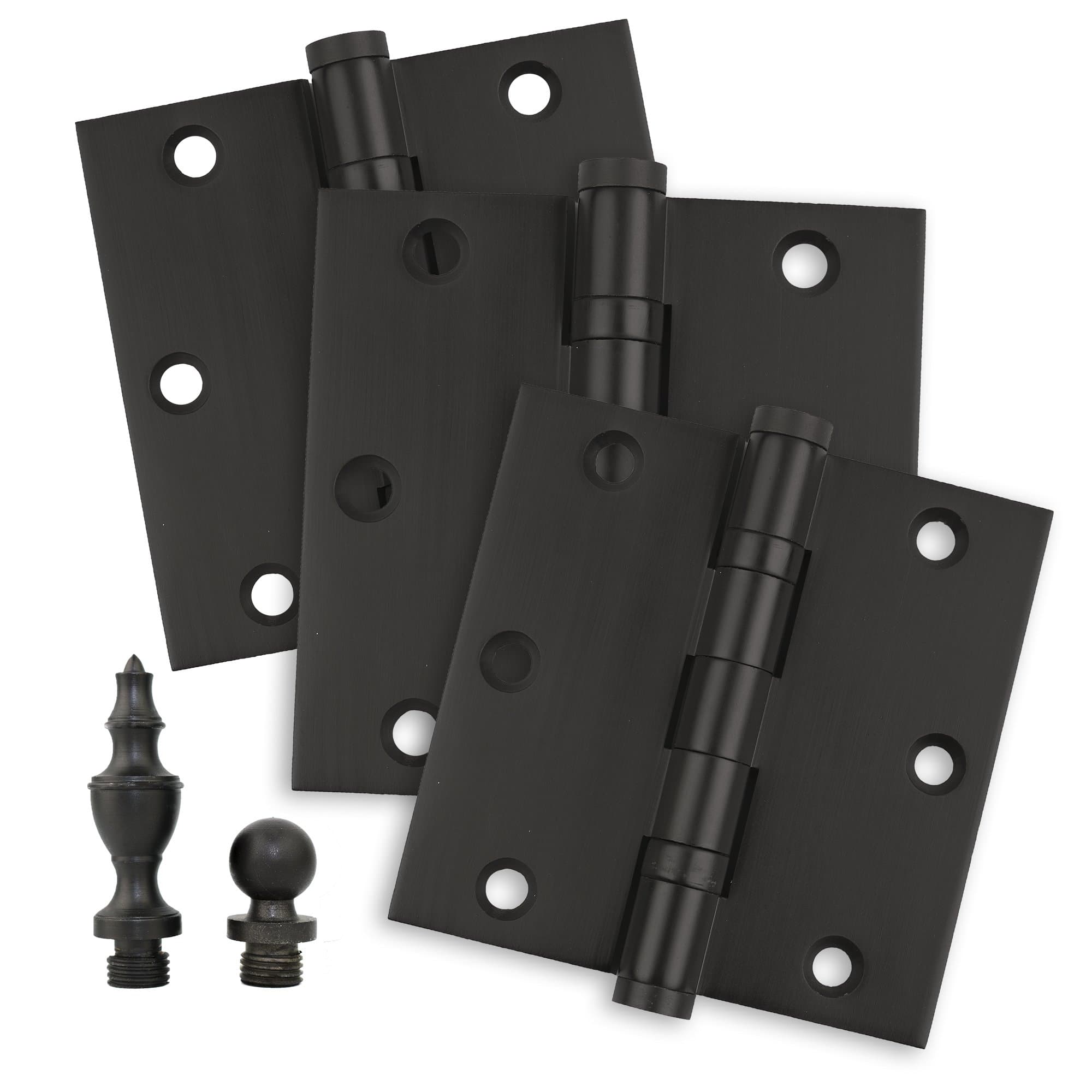Embassy Door Hinge Solid Brass - 3.5 x 3.5 Inch, Heavy Duty, Oil Rubbed Bronze, Ball Bearings, Rust Resistant Stainless Steel Pin, Architectural Designer Grade, Home Improvement, 3 Pack