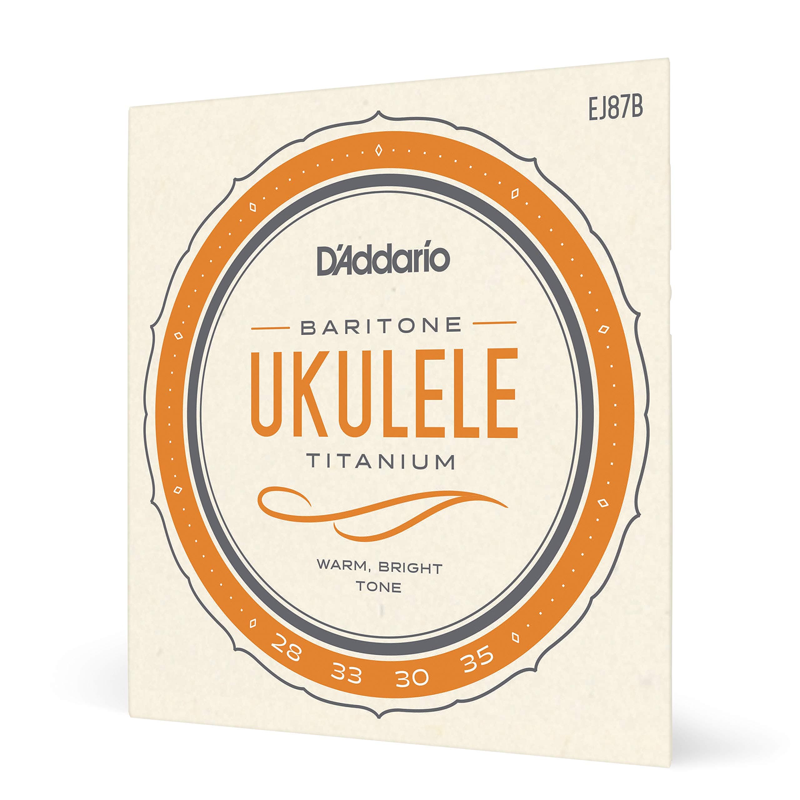 D'Addario Baritone Ukulele Strings, Titanium, EJ87B, 4-String Set, Pack of 1