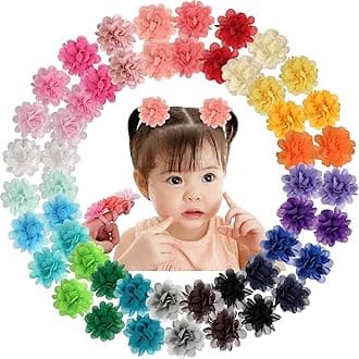 50PCS Toddler Girls Hair Ties Hair Scrunchies 2inch Chiffon Flower Hair Bows Rubber Bands Hair Ties Soft Elastics Ponytail Holders Hair Accessories for Infants Toddlers Kids Children Set of 25 Pairs