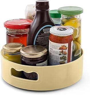 HomeWiz Multi-Purpose 360° Rotating Organizer Tray | Space-Saving Kitchen & Pantry Storage | Multi Purpose Organization Rotating Tray | Easy-Access Turntable for Spices, Storage & More | Cream