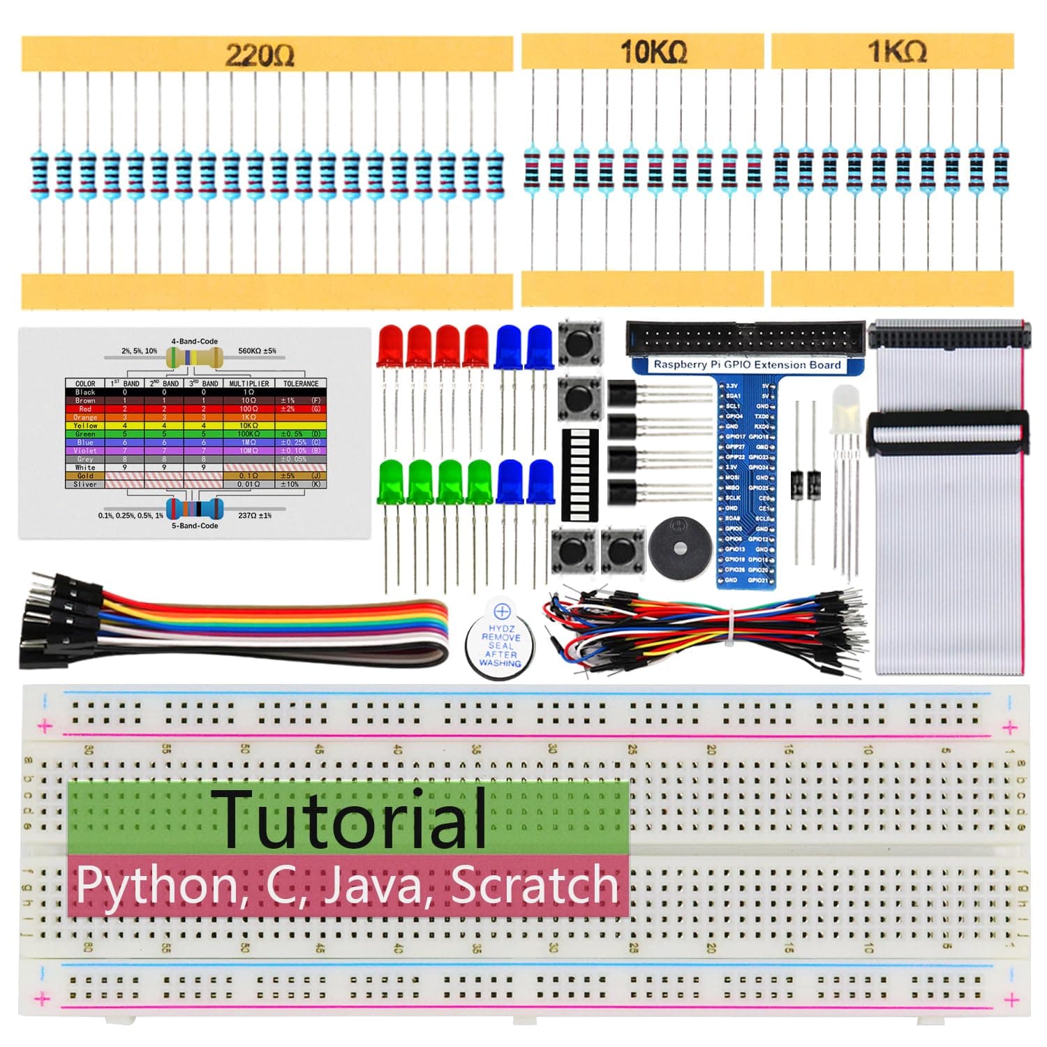 Freenove Freenove Basic Starter Kit for Raspberry Pi | Beginner Learning | Model 3B+ 3B 2B 1B+ 1A+ Zero W | Python, C, Java, Processing | 17 Projects, 120 Pages Detailed Tutorials