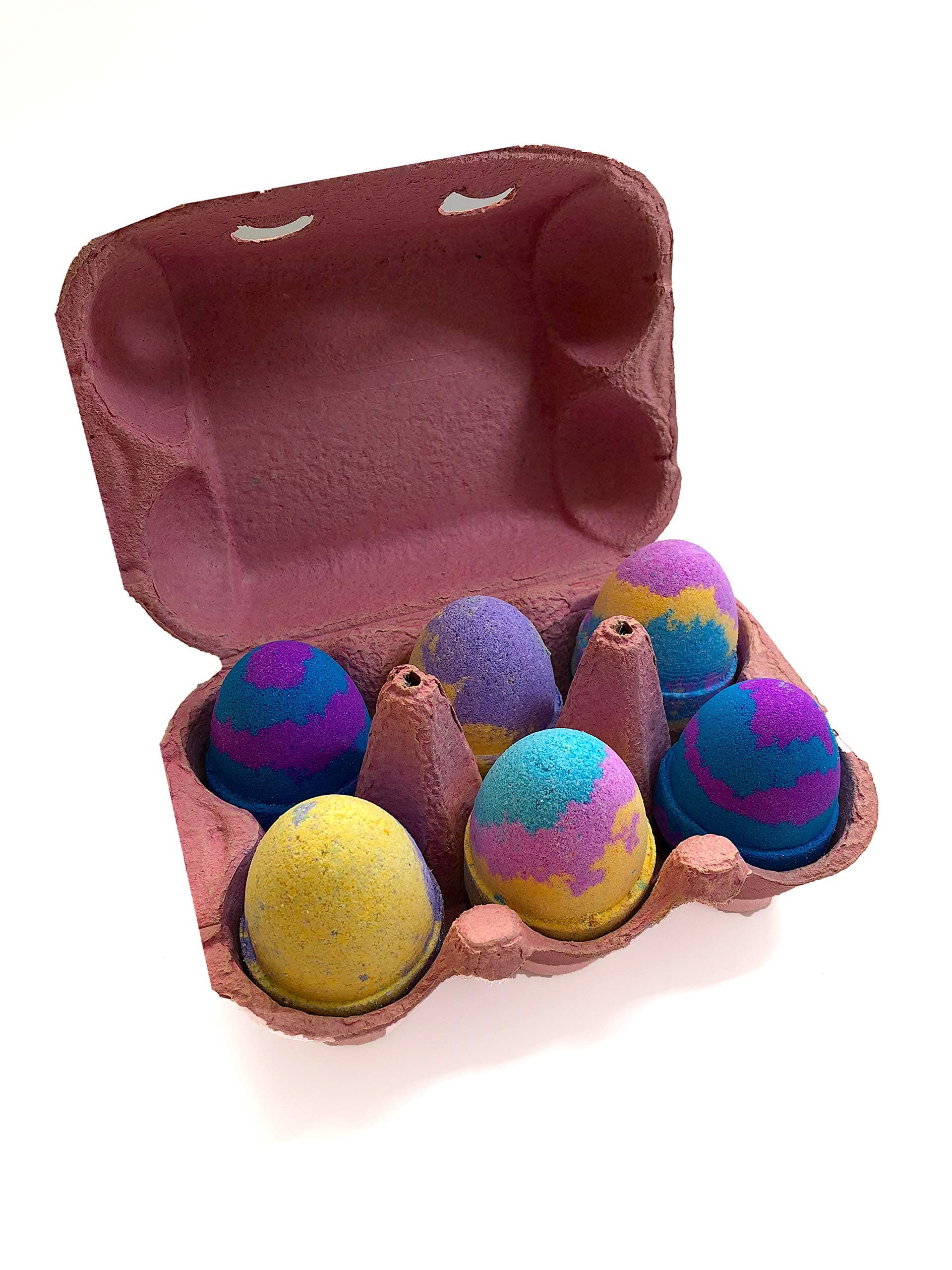 Set of 6 Scent Box Cosmetics Handmade Easter Egg Bath Bombs Half a Dozen (Pink Box)