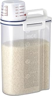 Asvel 7509 Rice Container Bin with Pour Spout Plastic Clear 2KG（White）