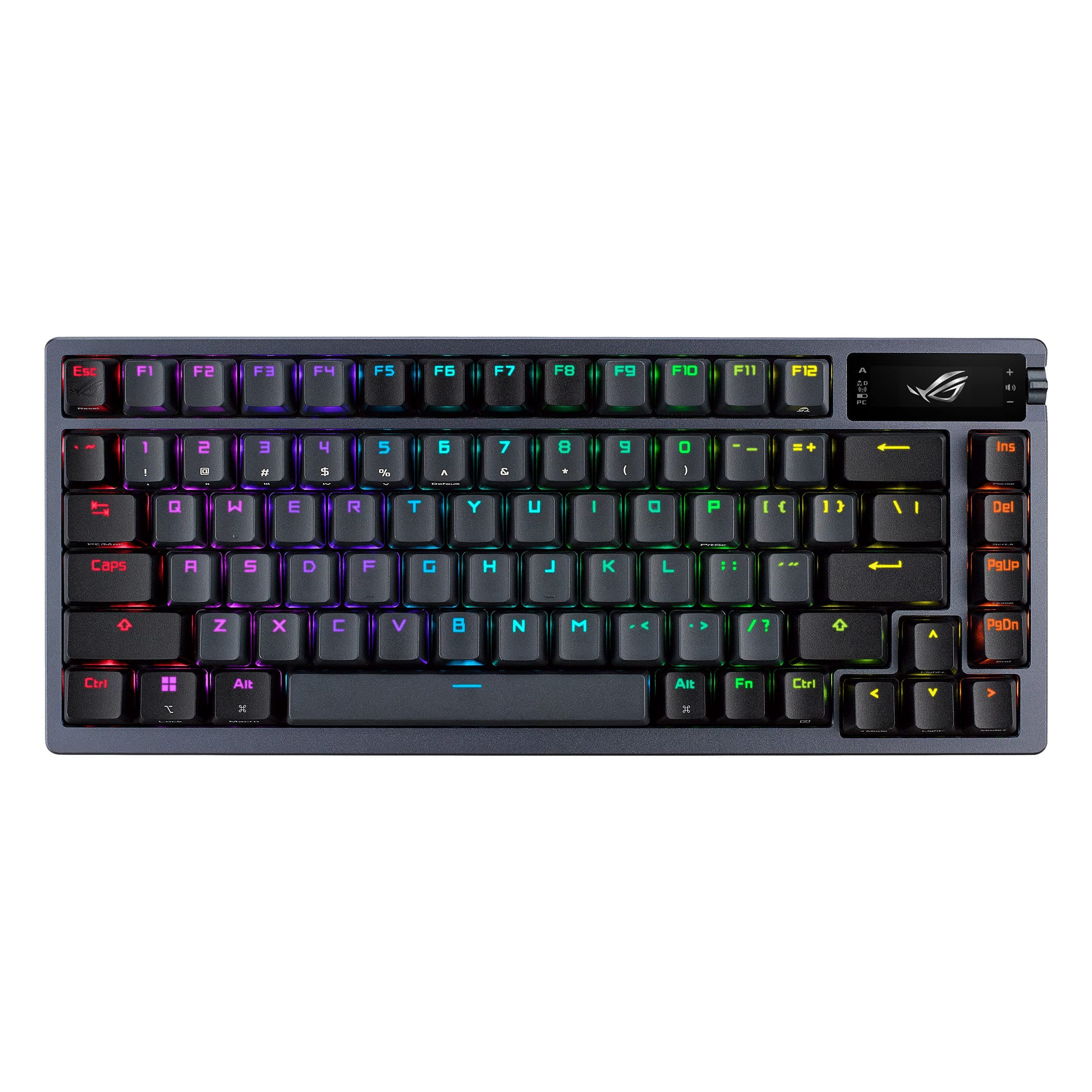 ROG Azoth 75 Wireless DIY Custom Gaming Keyboard, OLED display, Gasket-Mount, Three-Layer Dampening, Hot-Swappable Pre-lubed NX Red Switches & Keyboard Stabilizers, PBT Keycaps, US layout