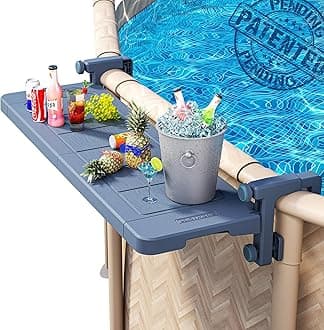 Poolside Bar, [Original] Swim Up Bar Exclusively for Above-Ground Round Pools. Patio Poolside Table Smart Fold Easy Maintenance, Weather Resistant Stable Tabletop (Phantom Gray)