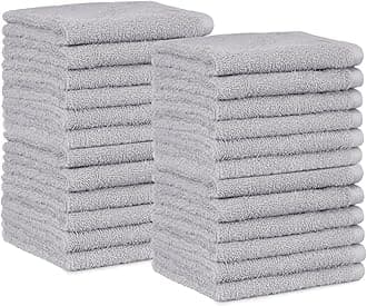 Amazon Basics Highly Absorbent Fast Drying 100% Cotton Washcloths for Bathroom and Face, Machine Washable, 12 x 12 in, Gray, 24-Pack