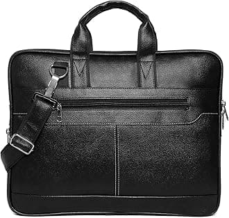 - Men's Black Synthetic Leather Briefcase Best Laptop Messenger Bag Satchel for Men