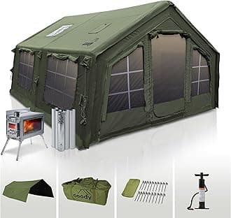 Koala Coody Inflatable Tents for Camping with Stove Jack, Luxury Camping Tents, Large Canvas Blow Up Tent, Easy Setup Waterproof Glamping Air Casa de Campaña Inflable with Pump