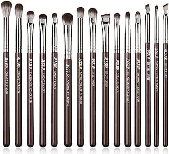 Jessup Eye Makeup Brushes Set Professional 15pcs Brown Eyeshadow Brush Eyebrow Concealer Eyeliner Blending Brush for Makeup Premium Synthetic Eye Brush Set, T499