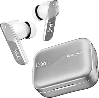 Boat Airdopes 800, Dolby Audio, Adaptive EQ by Mimi, 4Mics AI ENx, App Support, Fast Charge, IPX5, v5.3 Bluetooth TWS in Ear Earbuds Wireless Earphones with mic (Interstellar White)