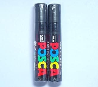 Uni Posca Paint Marker PC-17K Black, 2 pens per Pack(Japan Import) [Komainu-Dou Original Package]