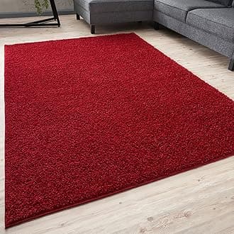 THE RUGS Living Room Rug - Shaggy Soft And Elegant Carpets For The Bedrooms And Kitchen, Easy To Clean, Many Different Sizes (120x170 cm, Red)