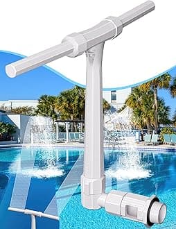 Pool Fountain, Adjustable Water Dual Spray Sprinkler, Above & Inground Pools, White