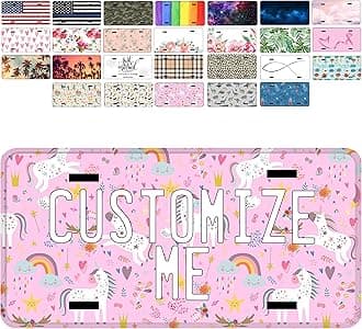Custom License Plate for Car - Personalized License Plate | 26 Patterns, 6x3 12x6 Aluminum Novelty License Plates - Add Your Text