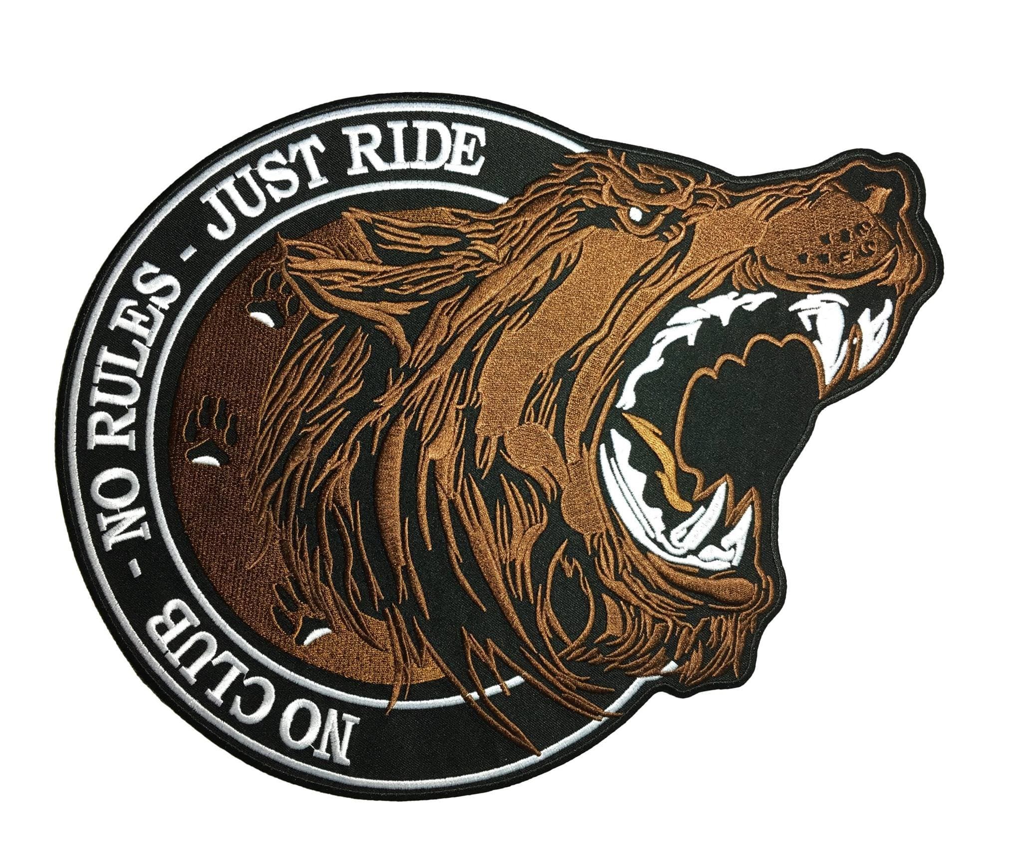 (LARGE PATCH)Visarn Lone Wolf No Club No Rules Embroidered Biker Heavy Chopper Ride Motorcycle For Jacket Vest Costume Sewing Iron On Patch