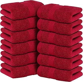 Infinitee Xclusives - 12 Pack Face Cloths |30x30 cm| 100% Cotton Wash Cloths - Ultra Soft & Highly Absorbent Fingertip Towels for Spa, Gym, Hotel & Bathroom |Burgundy|