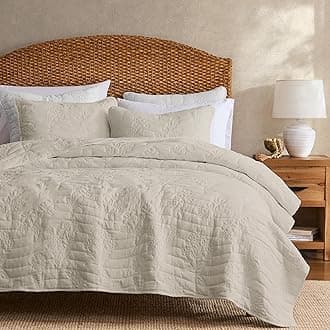 R.SHARE Farmhouse Decor Quilt Bedding Set Queen Size Beige, Country Floral Bedspread Neutral, Flower Bedding with Pillow Shams, Rustic Nature Lightweight Coverlet Spring Summer QuiltOEKO-TEX STANDARD 100