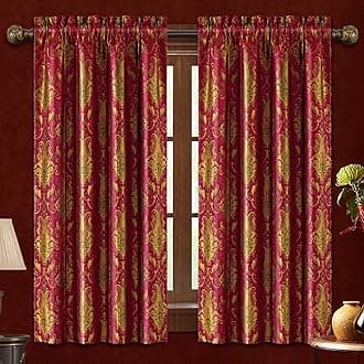Loom and Mill Luxury Red Damask Curtains for Bedroom, Textured Lined Jacquard Curtain 2 Panels with Tiebacks, Window Curtain for Living Room Banquet Christmas Decor, Rod Pocket(42”Wx 63”L, 2 Panels)