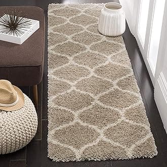 Naze Modern Polyester Anti Slip Shaggy Fluffy Rectangular Rug and Carpet for Living Room, Bedroom 2X6 Feet 'Grey and Grey