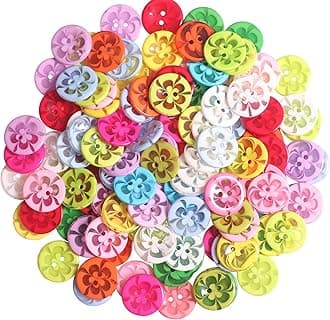 YAKA100 Pcs 20mm Assorted Color Resin Button 2 Holes for Sewing Crafts Scrapbooking and DIY Craft 0.8inch