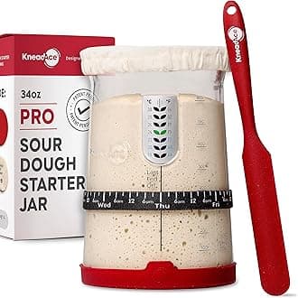 - KNEADACE Pro Sourdough Bread Starter Kit - 34 oz Large Capacity Sourdough Starter Jar with 5 unique features for the perfect sour dough bread & sourdough starter kit - sourdough supplies (KA06)