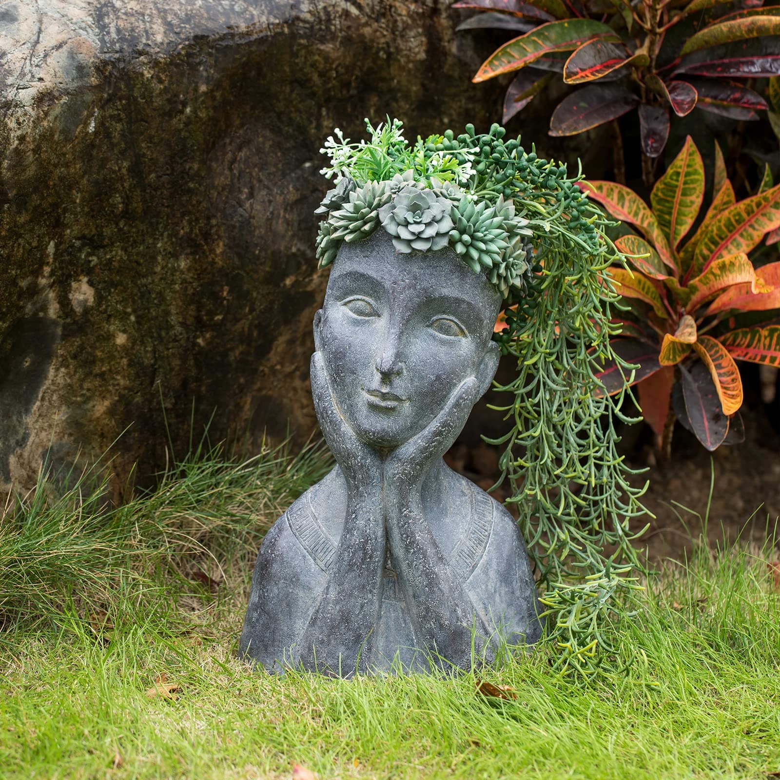 Newman House Studio Face Cactus Succulents Planter Pot - Indoor Outdoor Plant...