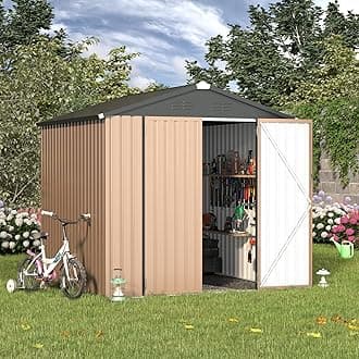 U-MAX 7' x 7' Storage Metal Shed, Large Outdoor Sheds & Outdoor Storage Clearance 7x7, Lockable Garden Shed, Utility and Tool Storage for Garden, Backyard, Patio and Outside Use