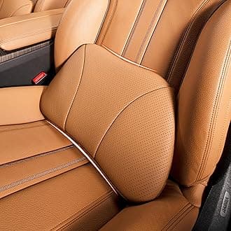 Genuine Leather Lumbar Support Pillow,Back Pain Relief Cushion,fits Tightly Around Waist,Real Cowhide,Memory Foam,fit Car Drive,Office Chair,Rest seat,Improve Posture,Portable,15.5''Lx 8.7''H
