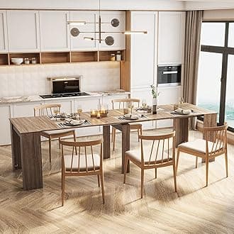 HomVent Expandable Dining Table for 6-12 Person, White Extendable Wooden Kitchen Console Table, Large From 20" to 118", for Dining Room