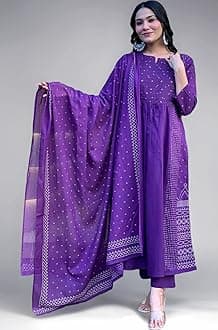 ANNI Designer Women's Rayon Viscose Anarkali Printed Kurta with Pant & Dupatta