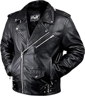Brando Leather Motorcycle Jacket for Men, Genuine Black Leather Jacket with Removable CE Armor for Motorbike Riding
