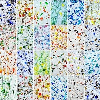 ILLUCKAI 24 Sheets Floral Patterned Stained Glass Sheet Variety Pack, 4 X 6 i...