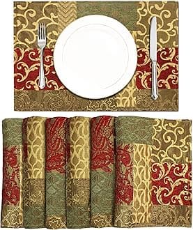 TOPLUXE Placemats 30x45cm, Table Mats for Dining Room/Restaurant/Banquet/Festival Decoration (Set of 6, Patchwork)