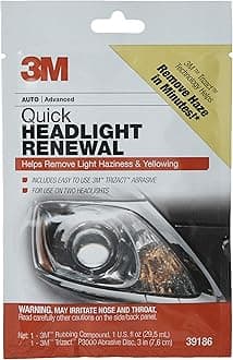 3M Quick Headlight Renewal, Helps Remove Light Haziness & Yellowing in Minutes, Hand Application, 39186, 1 Sachet