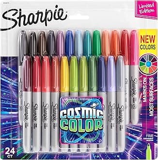 Sharpie Permanent Markers, Fine Point, Cosmic Color, Limited Edition, 24 Count - Art, Creative, Colorful Office Supplies